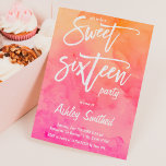 MOdern pink orange watercolor typography Sweet 16 Invitation<br><div class="desc">A modern hand painted pink orange sunset watercolor ombre Sweet 16 script typography birthday party invitation.
Don't hesitate in contacting me if you need any customisation</div>