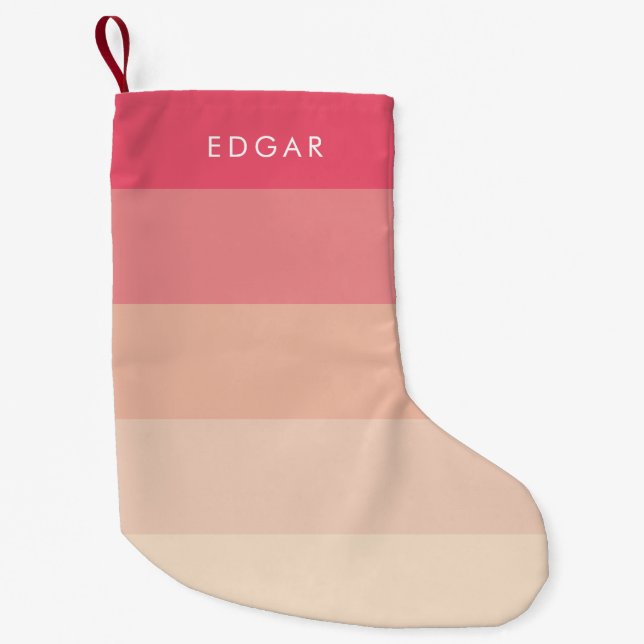 Modern Pink pastel stripes Small Christmas Stocking (Front)