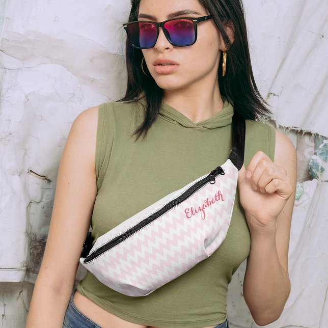 Modern Pink Pattern Waist Crossbody Monogrammed Bum Bags (Modern Pink Pattern Waist Crossbody Monogrammed Fanny Pack)