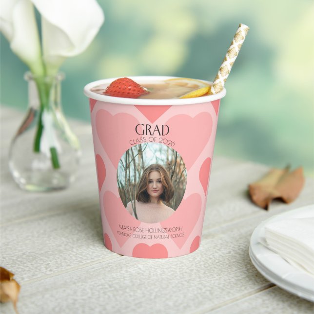 Modern Pink peach little hearts pattern Paper cup (Insitu)