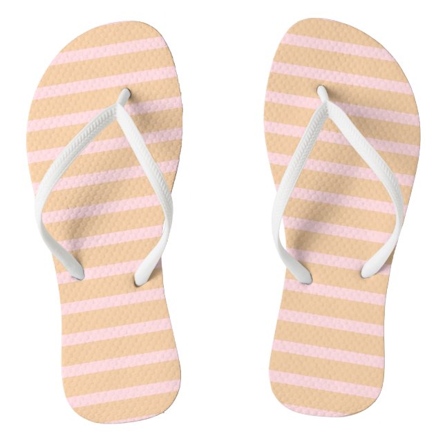 Modern Pink Peach Taffy Striped Thongs (Footbed)