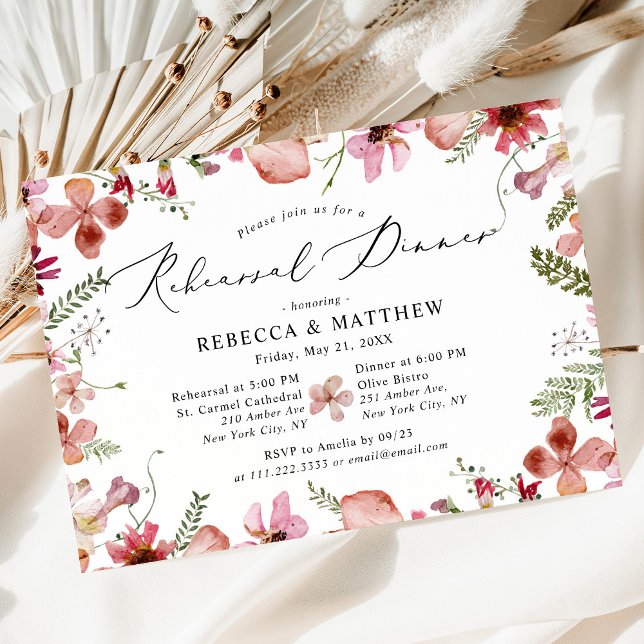 Modern Pink Peach Wedding Rehearsal Dinner  Invitation (Creator Uploaded)