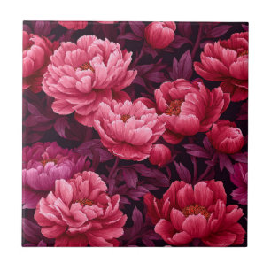 Modern Pink Peonies Ceramic Tiles  For Interiors