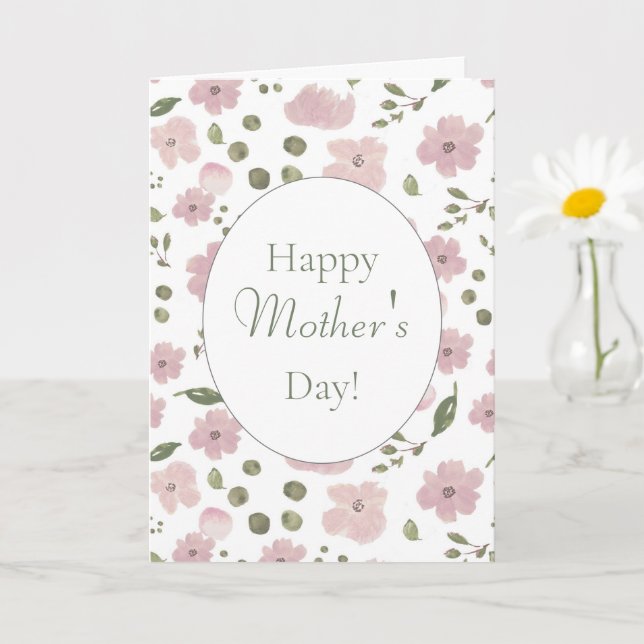 Modern Pink Peonies Happy Mother's Day! Card (Small Plant)