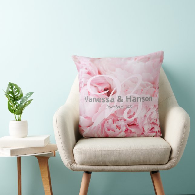 Modern Pink Peony Keepsake Throw Pillow (Chair)