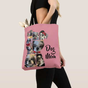 Modern Pink Personalised Dog Mum Photo Collage Tote Bag