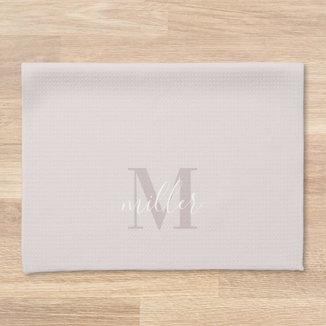 Modern Pink Personalised Family Name Monogram Tea Towel (Creator Uploaded)