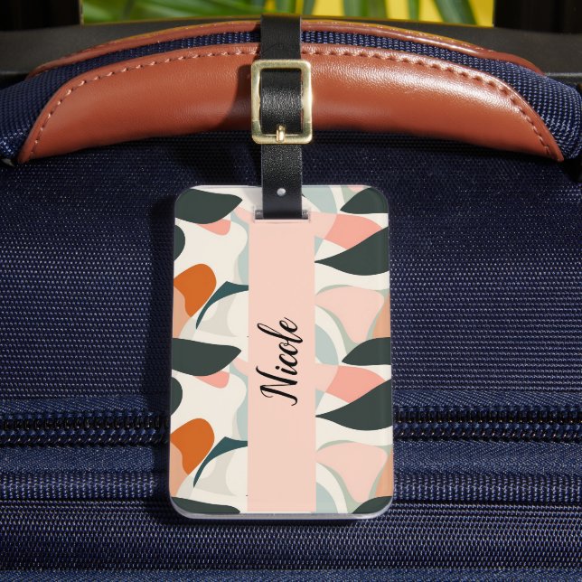 Modern Pink  Personalised luggage tag (Front Insitu 2)