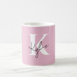 Modern Pink Personalised Monogram Name -  Coffee Mug