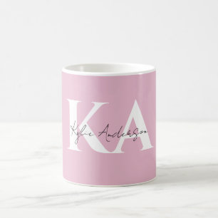 Modern Pink Personalised Monogram Name -  Coffee Mug