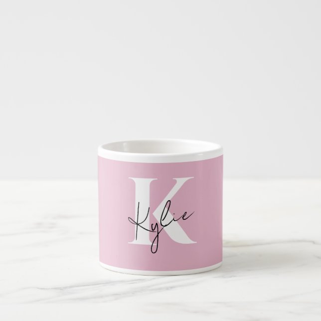 Modern Pink Personalised Monogram Name -  Espresso Cup (Front)
