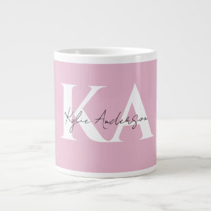 Modern Pink Personalised Monogram Name -  Large Coffee Mug