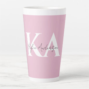 Modern Pink Personalised Monogram Name -  Latte Mug