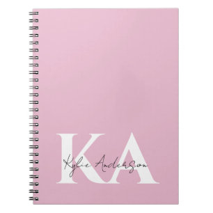 Modern Pink Personalised Monogram Name - Notebook