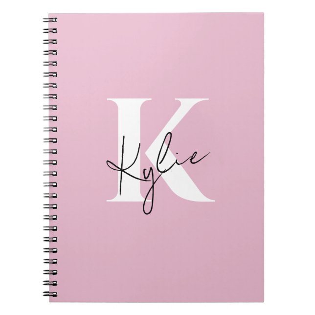 Modern Pink Personalised Monogram Name -  Notebook (Front)