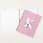 Modern Pink Personalised Monogram Name -  Planner<br><div class="desc">Stay organised in style with this Modern Personalised Planner, featuring a soft pink pastel background and sleek warm grey monogram or name on the cover. Designed with minimalism and elegance in mind, this planner is perfect for daily scheduling, goal-setting, journalling, or planning your year with intention. Personalise it with your...</div>