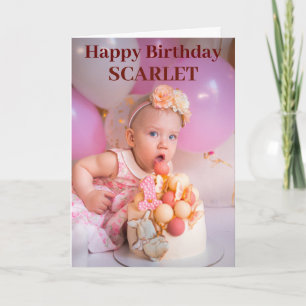 Modern Pink Personalised Photo Birthday Greeting Card