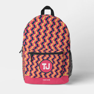 Modern Pink Personalised School  Printed Backpack