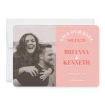 Modern Pink Photo Card Wedding Save the Date
