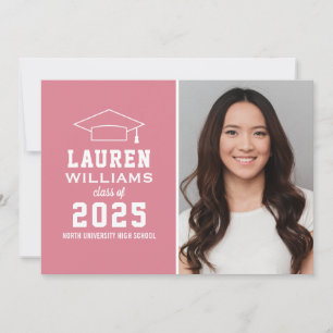 Modern Pink Photo Graduation Party Invitation