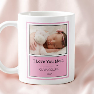 Modern Pink Photo Personalised Mothers Day Baby Coffee Mug
