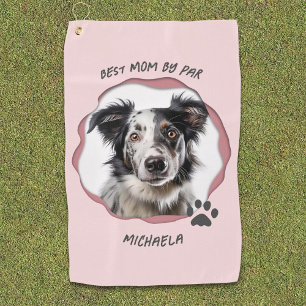 Modern Pink Photo Pet Dog Best Mum Golf Towel