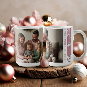 Modern Pink photo Snowflakes pattern Coffee Mug