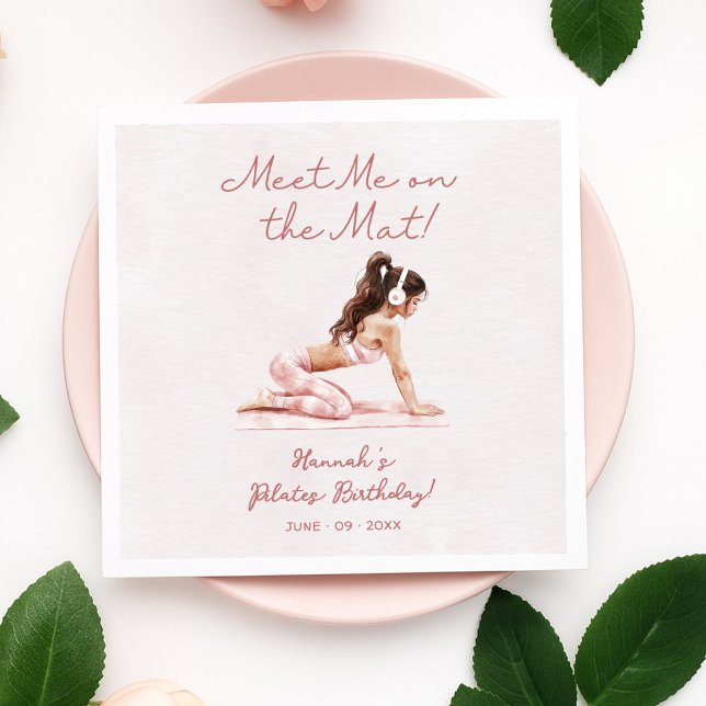Modern Pink Pilates Princess Birthday Party Napkin (Creator Uploaded)