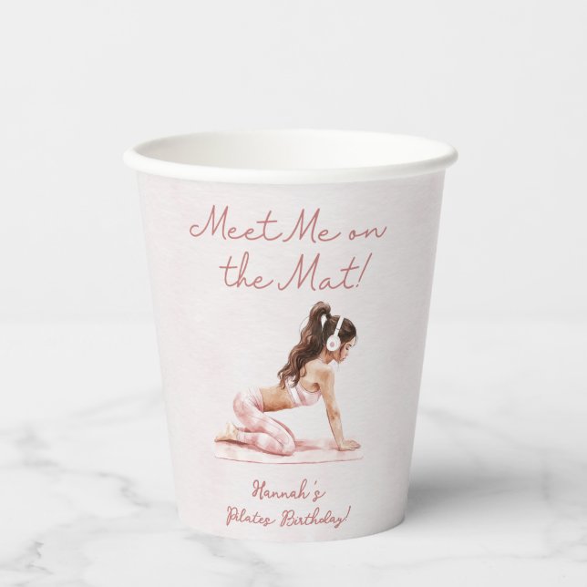Modern Pink Pilates Princess Birthday Party  Paper Cups (Front)