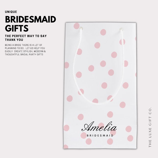 Modern Pink Polka Dot Bridesmaid Gift Bag (Creator Uploaded)
