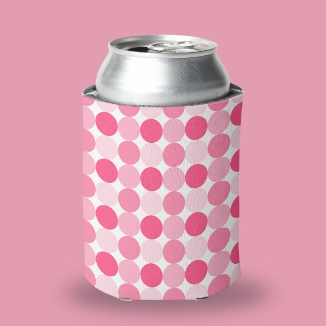 Modern Pink Polka Dots Cute & Stylish Pattern Can Cooler (Creator Uploaded)