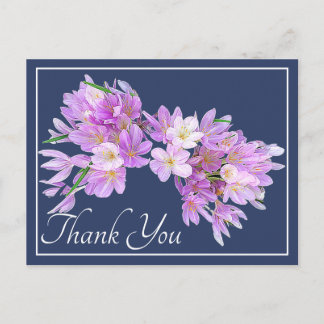 Modern Pink Purple Crocus Floral Pretty Thank You Postcard