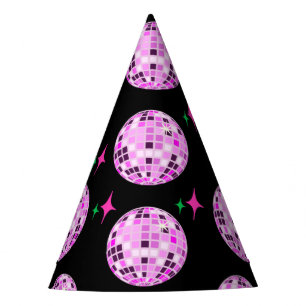 Modern Pink Purple Disco Ball Black Party Party Hat