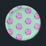 Modern Pink Purple Disco Ball Pattern Pastel Mint Paper Plate<br><div class="desc">Dance,  dance! Evergreen disco mirrorball design for every dancing queen. Disco ball illustration pattern pink aesthetic home decor,  party products and gifts.</div>