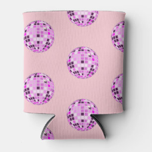 Modern Pink Purple Disco Ball Pattern Pastel Pink Can Cooler