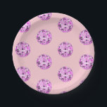 Modern Pink Purple Disco Ball Pattern Pastel Pink  Paper Plate<br><div class="desc">Dance,  dance! Evergreen disco mirrorball design for every dancing queen. Disco ball illustration pattern pink aesthetic home decor,  party products and gifts.</div>