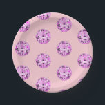 Modern Pink Purple Disco Ball Pattern Pastel Pink  Paper Plate<br><div class="desc">Dance,  dance! Evergreen disco mirrorball design for every dancing queen. Disco ball illustration pattern pink aesthetic home decor,  party products and gifts.</div>