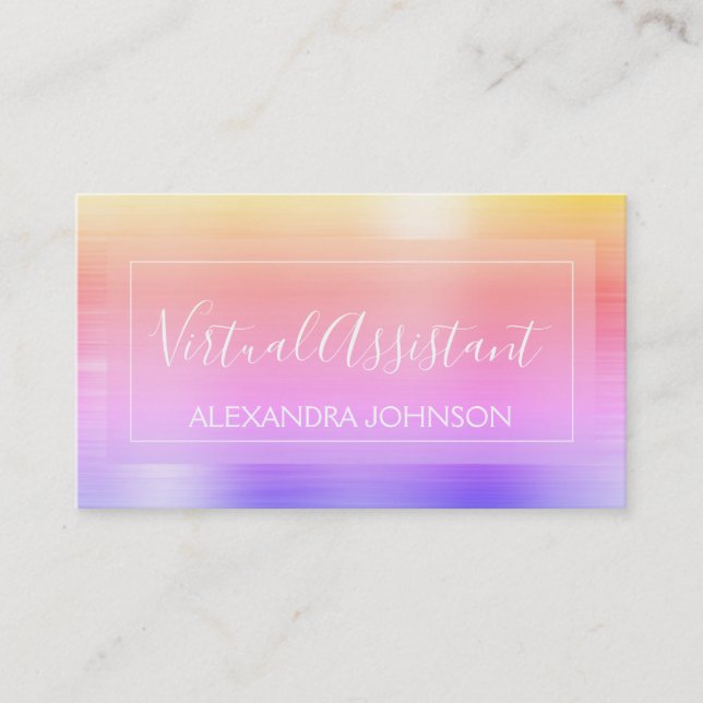 Modern Pink Purple Foil Virtual Assistant Business Card (Front)