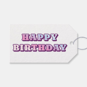 Modern Pink Purple Happy Birthday Gift Tags