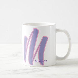 Modern Pink & Purple Monogram Personalized Name M Coffee Mug