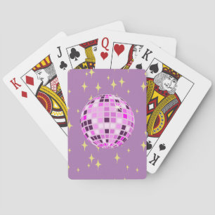 Modern Pink Purple Retro Disco Ball Playing Cards