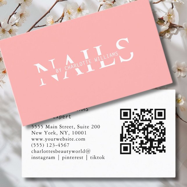 Modern, Pink, QR Code Business Card (Modern, Pink, QR Code Business Card
Modern, Pink, QR Code Business Card. Perfect for Beauty, Nails, )