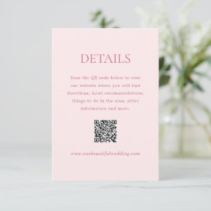 Modern Pink QR Code Elegant Wedding Enclosure Card