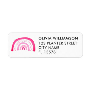 Modern Pink Rainbow address Return Address Label