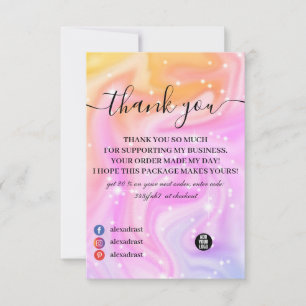 Modern pink rainbow unicorn Thank You Card
