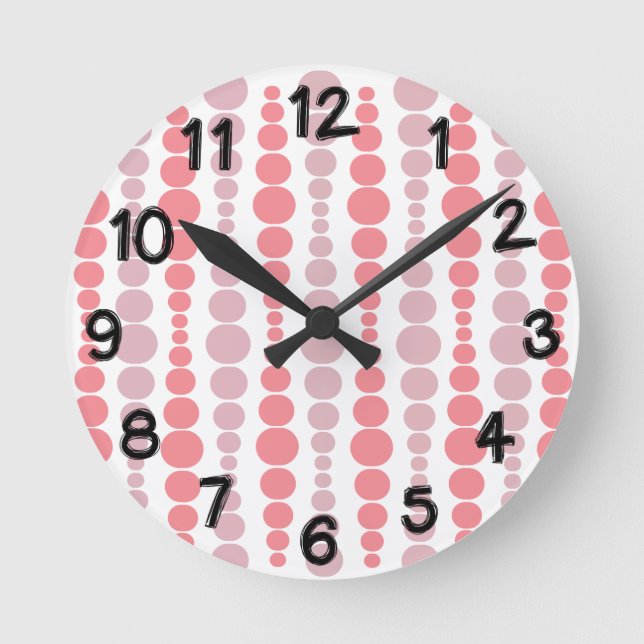 Modern Pink Rectangles  Round Clock (Front)