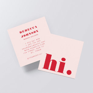 Modern Pink Red Bold Hi Square Business Card