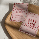 Modern Pink Red Bright Funky Bold Retro Wedding    Save The Date<br><div class="desc">This modern & retro funky minimalist Wedding Save The Date Template is great for you. If you are looking for a pretty, elegant and easy to customise Wedding Save The Date Template .A very elegant simple and chic pink red bold whimsical wedding save the date invitation. Which features minimal deep...</div>