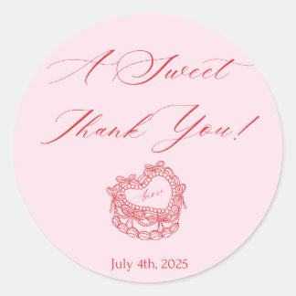 Modern Pink & Red Classic Round Sticker