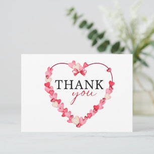 Modern Pink Red Hearts Baby Shower Thank You Card